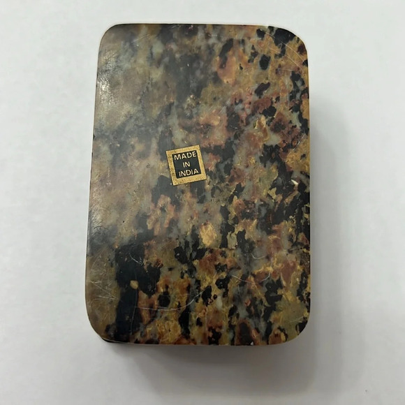 Soapstone Box with Lid Floral Inlay - Picture 4 of 7